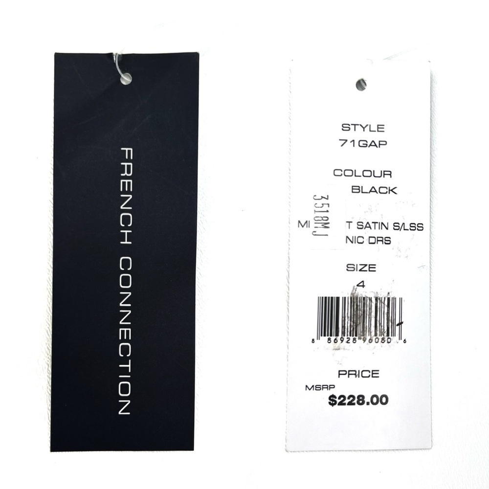 French Connection Black Midnight Satin Eyelet Tunic Dress Size 4 fcuk New NWT - Picture 7 of 11